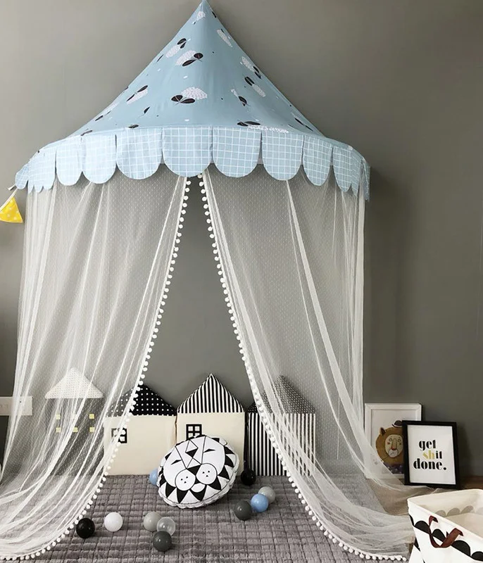 Nordic Baby Canopy Beds Kids Play Tent Princess Pink Blue Play house Tipi Enfant Children Room Deco