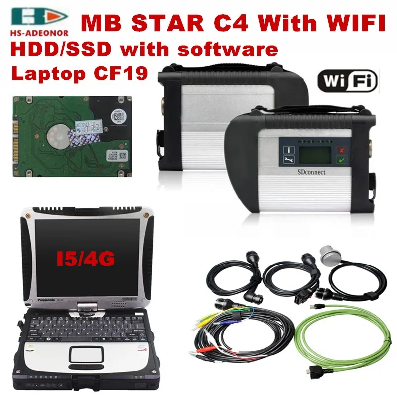 

2019 The latest car diagnostic tool MB STAR C4 supporting WIFI+Laptop CF-19 I5/4G+2019/05 software Work right away Free shipment