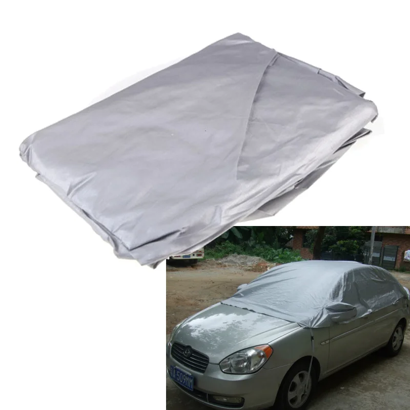 

Universal Car Cover Prevent Heat Cold Sun Rain Snow Half Auto Cover for Sedan SUV Pickup PVC Coating Cover M L XL Optional
