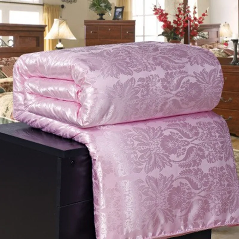 Silk Quilt Air Condition Blanket Satin Jacquard Large Size Adult Comforter Hot 
