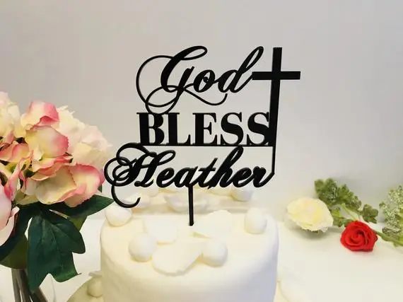 С крестом любое имя центральные Custom крещение индивидуальный крестины Первое Святое Причастие религиозвечерние вечеринка Декор торт Топпер