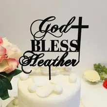 С крестом любое имя центральные Custom крещение индивидуальный крестины Первое Святое Причастие религиозвечерние вечеринка Декор торт Топпер