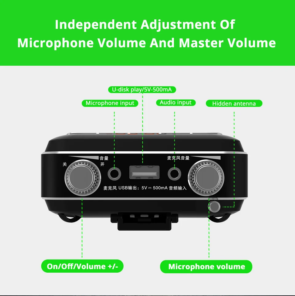 Smart Wireless Portable Voice Amplifier Loud Speaker With UHF Wireless Microphone Megaphone For Teaching Tour Guide Yoga         (7)
