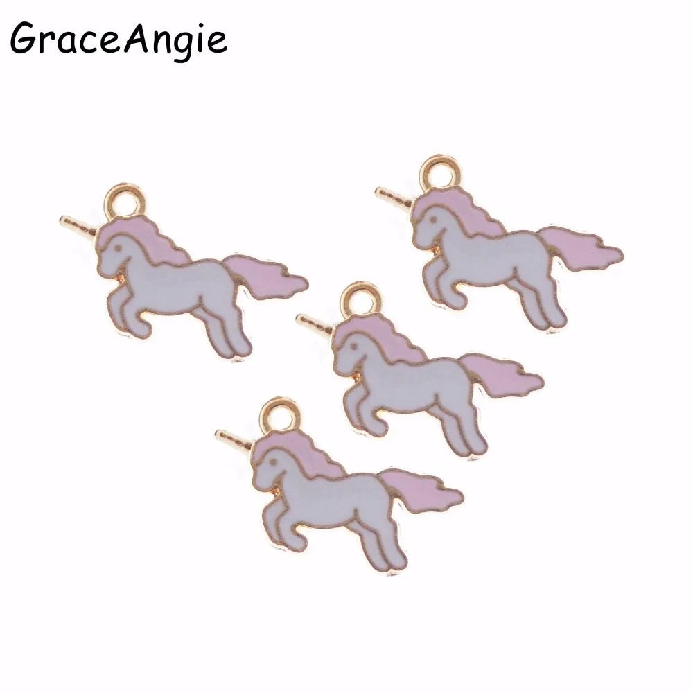 

20pcs Necklace DIY Chunky Enamel Unicorn Pendant Jewelry Findings Gold Color Charms Handmade Necklace Girls Kids Accessory