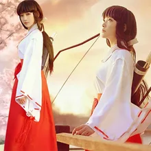Anime japonés Inuyasha Kikyo Cosplay Miko Kimono Cosplay Traje de la Bruja de Halloween Cosplay para las mujeres S-XL Envío Gratis