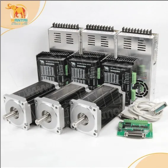 CNC Wantai 3-осевой шаговый двигатель Nema34 85BYGH450C-060 1700oz-in 151 мм 6A фрезерный станок с ЧПУ гравировка