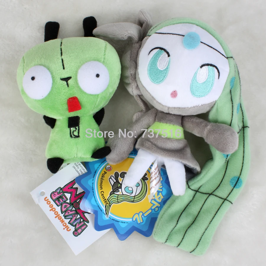 Набор из 2 предметов " Meloetta& Mini Alien Захватчик Зим Gir 3D выпуклые глаза зеленый 5,5" плюшевые животные кукла милые игрушки подарок