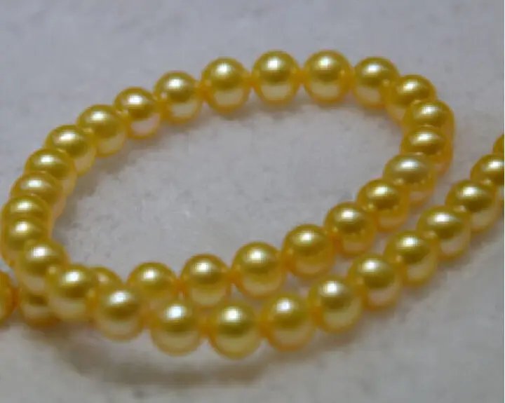 

charming ++ 10-11mm round genuine south sea yellow pearl necklace 14k 18 inch