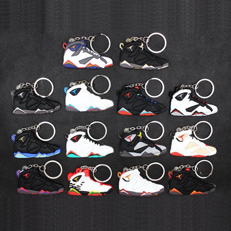 

Mini Silicone Jordan 7 Keychain Woman Men Kids Key Ring Gift Key Holder Bag Charm Pendant Accessories Basketball Shoes Key Chain