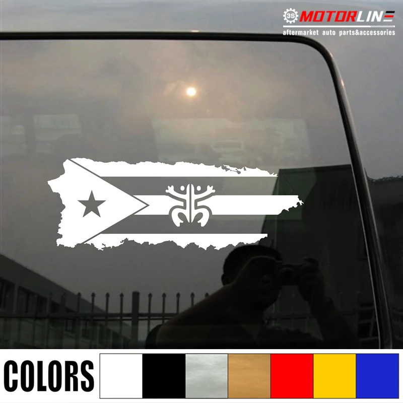 

Puerto Rico Map Flag Decal Sticker Car Vinyl Coqui pick size color no bkgrd