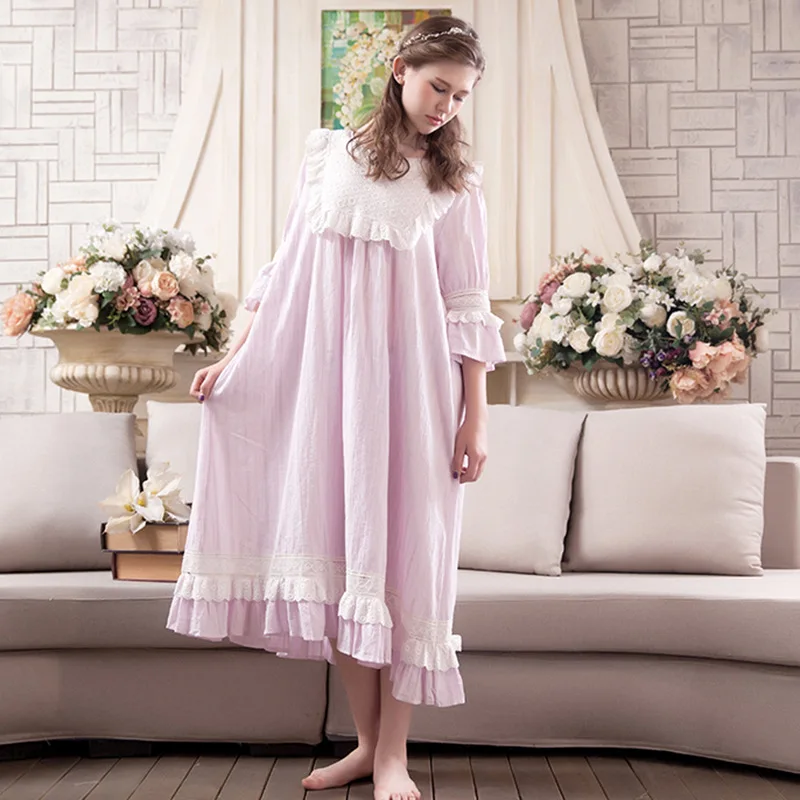 2017 New Nightgowns Sweat Cute Sleepwear Korean Girls Lace Plus Size