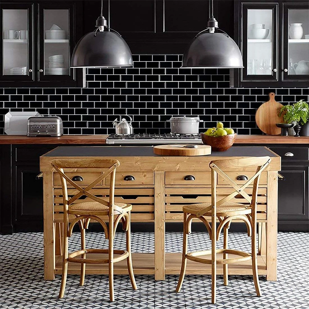 Vividtiles большой размер: 12*12 дюймов 3D Бумага Самоклеющиеся съемный Водонепроницаемый оболочка и черная плитка-(1 листов