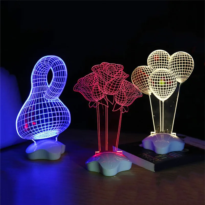 

Tanbaby Touch Switch LED 3D night lights Rose Skull Creative Ambient Desk lamp Lighting Luminaria Gifts Decor Novelty USB Light