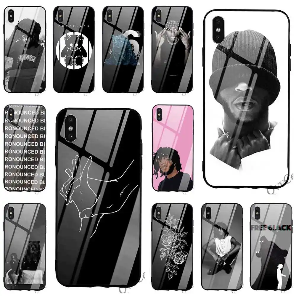 

Slim 6lack Tempered Glass Phone Cover for iPhone 6 Case 7 XR X 8 Plus 5 6S 5S SE Xs Max Soft