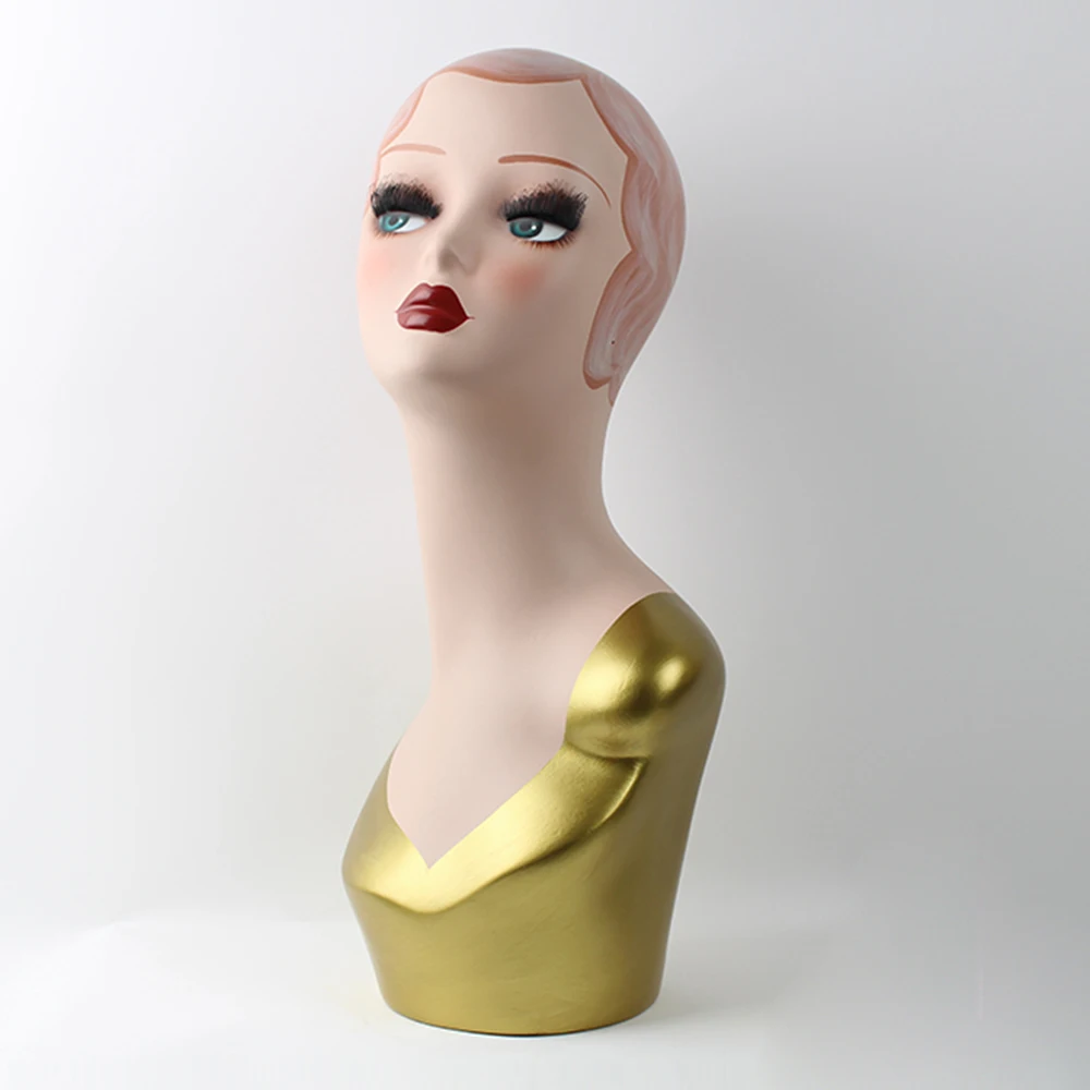 Buy Hand Painted Female Mannequin Head With Golden