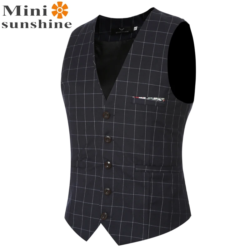 Fashion Vests for Men Wholesale Men's Multi pocket 2016 Wedding Lattice