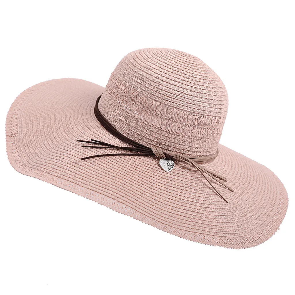 Летняя женская шляпа с широкими полями, пляжная шляпа от солнца, Панама, соломенная шляпа, мужская фетровая шляпа, кепка от солнца, кепка для мужчин, Sombrero Chapeau Femme# P3 - Цвет: Розовый