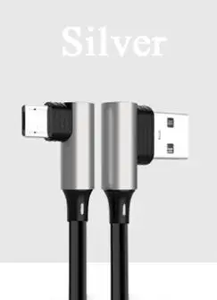 90 градусов двойной СГИБ двойной локоть кабель для передачи данных Micro usb type C кабель для зарядки iPh кабель мобильного телефона кабель зарядного устройства - Цвет: Silver