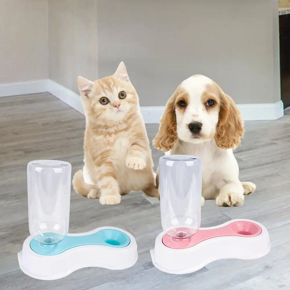 С рисунком собачки и котика автоматический дозатор воды нейлоновая Водонепроницаемая кормушка для домашних животных