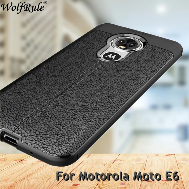 Case For Motorola Moto E6 Case Fashion Lichee Style Rugged Hybrid Case For Motorola Moto E6 Cover Silicone TPU Shell For Moto E6
