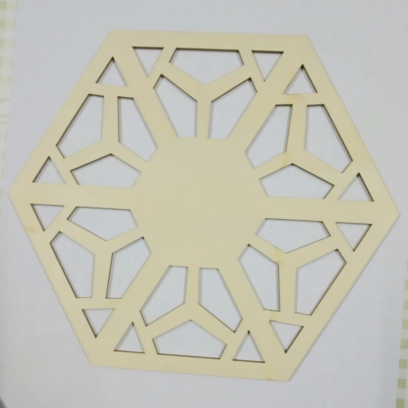 

Laser Cutting Wooden new design of hexagonal Wood Puzzle Graffiti Wood DIY Photo Frame Home Wedding Decoration size 20cm