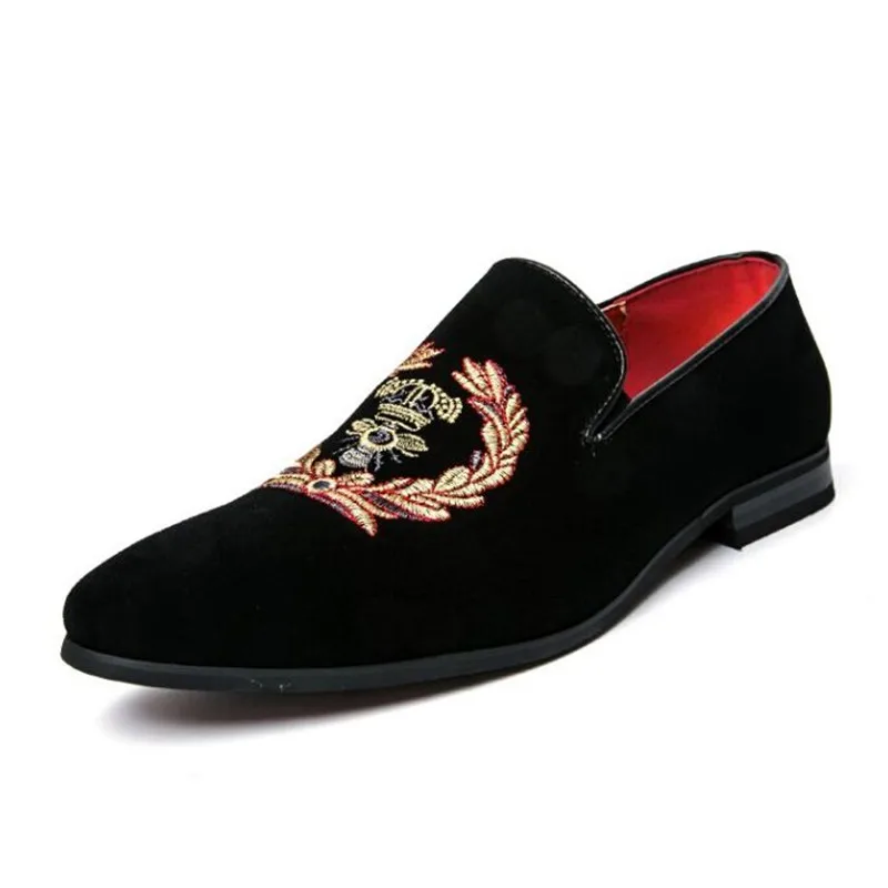 Men's Fashion Suede Leather Embroidery Loafers Mens Casual Printed Moccasins Oxfords Shoes Man Party Driving Flats EU size 38-45 Men's Fashion Suede Leather Embroidery Loafers Mens Casual Printed Moccasins Oxfords Shoes Man Party Driving Flats EU size 38-45