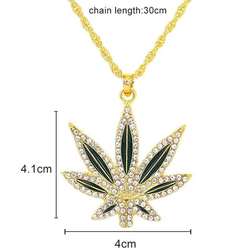 Модное эмалированное ожерелье в стиле хип-хоп с подвеской в виде листа, ювелирное изделие, цепочка из нержавеющей стали, популярная американская звезда, ожерелье с кристаллами, Beiver