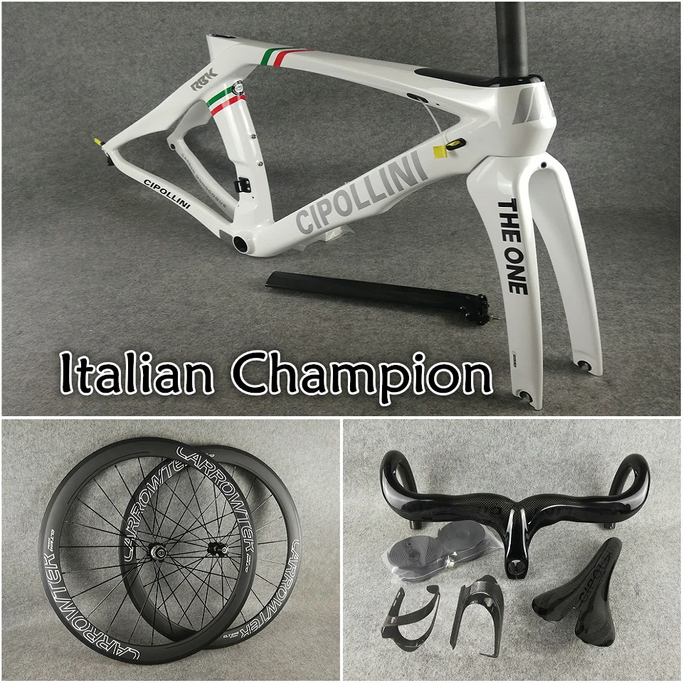 Discount T1100 UD Glossy White Black Colnago C64 carbon road frame+Handlebar+Saddle+Bottle cages+50mm carbon wheelset Novatec A271 hubs 44