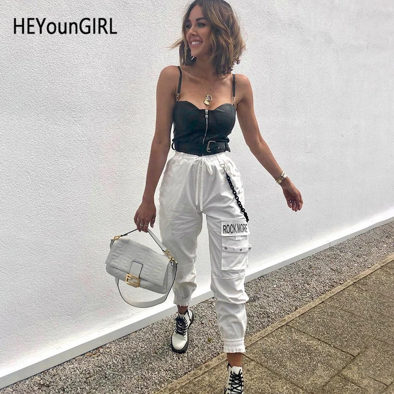 Женские тренировочные брюки HEYounGIRL черные Белые Повседневные Брюки Капри с
