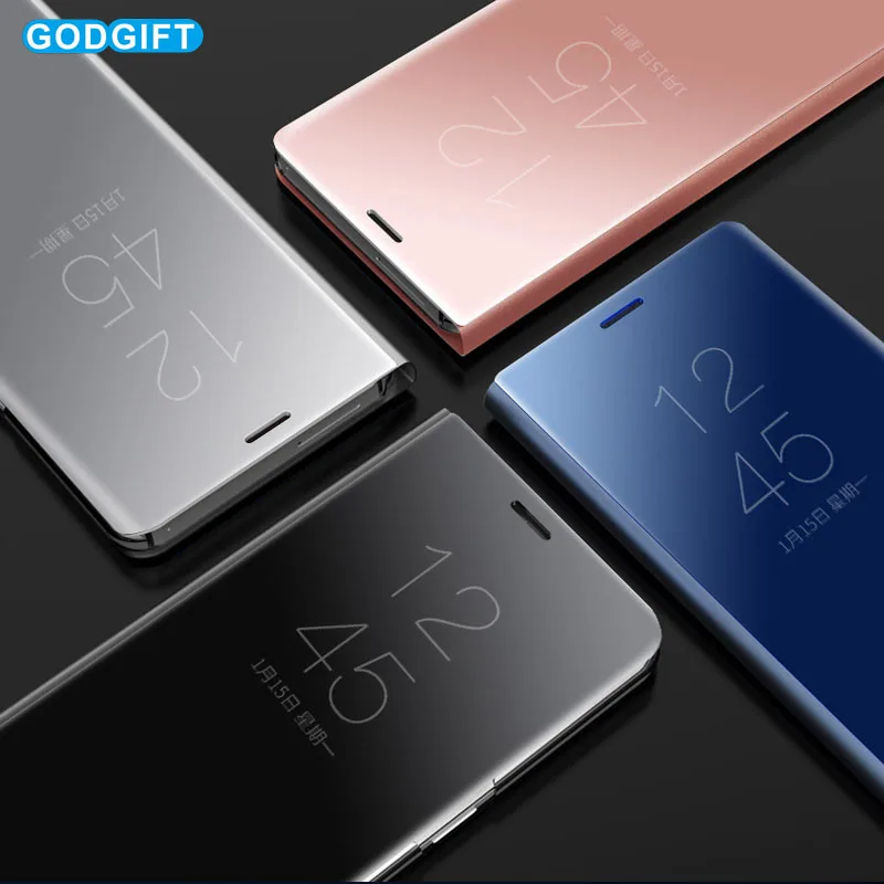 

Clear View Mirror Case For iPhone XS Max 7 XR X Flip Stand Case For iPhone 6 6s 7 8 Plus Phone Case Plastic Shell
