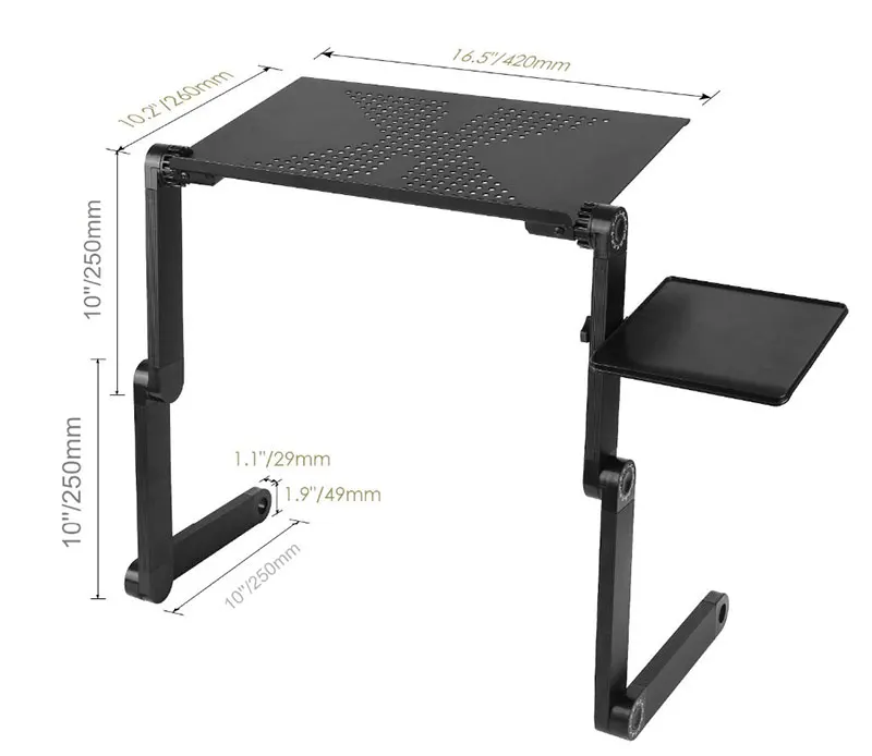 Портативный складной стол для ноутбука 360 градусов Регулируемый алюминиевый сплав ноутбук подставка кровать лоток Эргономичный ноутбук стол с коврик для мыши