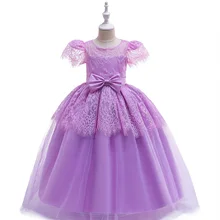 Georous Ballgown Long Lace Purple Kids Dresses Formal Gown Birthday Party First Communion 2019