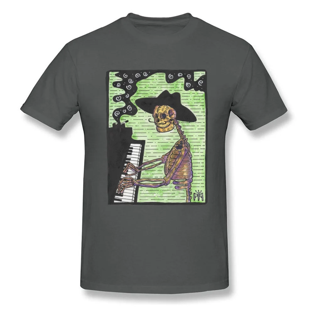 Skeleton Jazz Pianist 2018 New Men Top T-shirts O-Neck Short Sleeve 100% Cotton Tops Shirts Printed On T Shirt Skeleton Jazz Pianist carbon