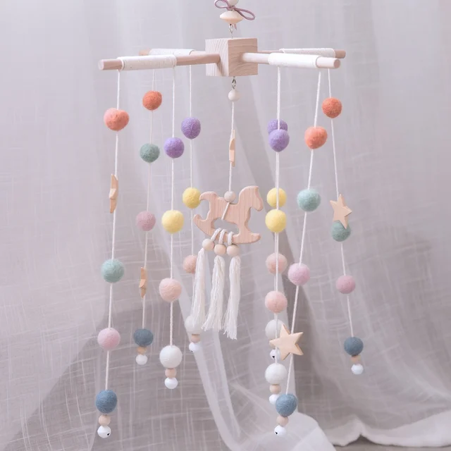 Baby Rattles Mobile Wooden Beads Trojan Wind Chimes Baby Toys For Kids Room Bed Hanging Decor Tent Decor Photography Props Gifts 1