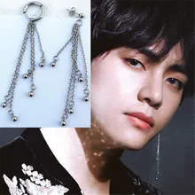KPOP DNA корейские популярные женские мужские серебряные металлические серьги минималистичные ювелирные изделия V Bangtan Boys V бусы шпильки серьги-цепочки
