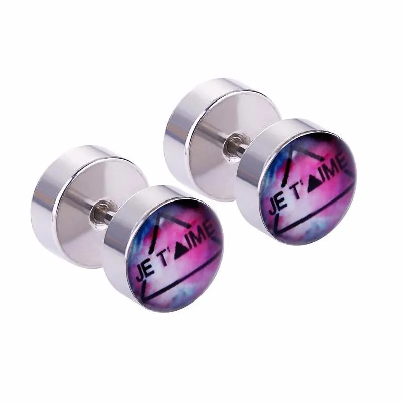 Surgical Steel Ear Piercing I LOVE YOU(French)Logo Ear Gauge
