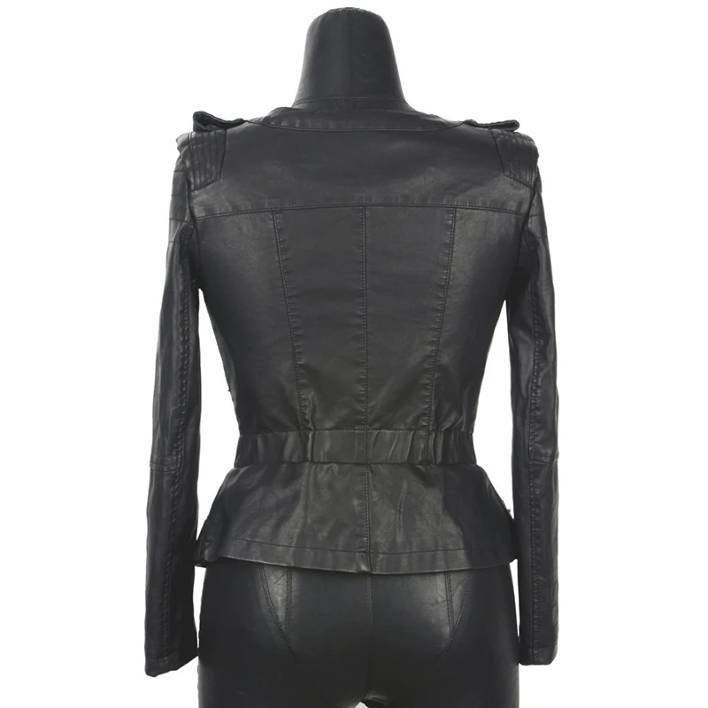 Survêtement Rétro Moto Zipper Printemps Femme Faux Vestes Automne Black Style Et Femmes Mince Cuir Manteaux Pu Mode Court Motard FZRnaFY