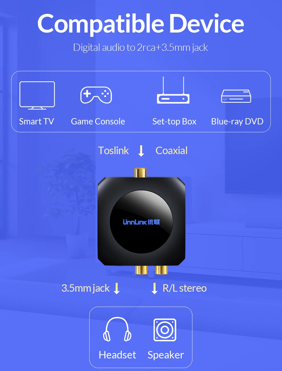 Unnlink Digital to Analog Audio Converter 192 KHz