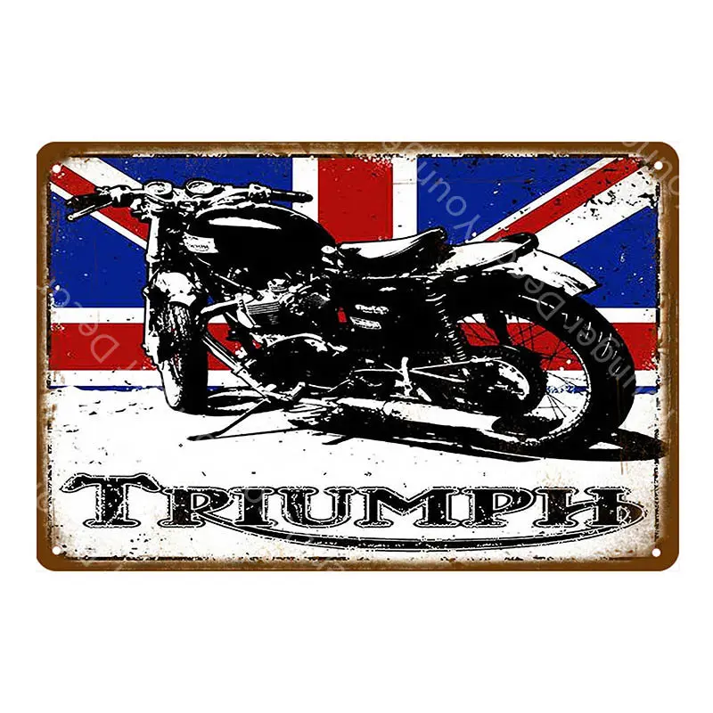 Triumph Norton мотоциклы металлические знаки на заказ двигатели Железный плакат Паб Бар Гараж винтажное украшение для стен