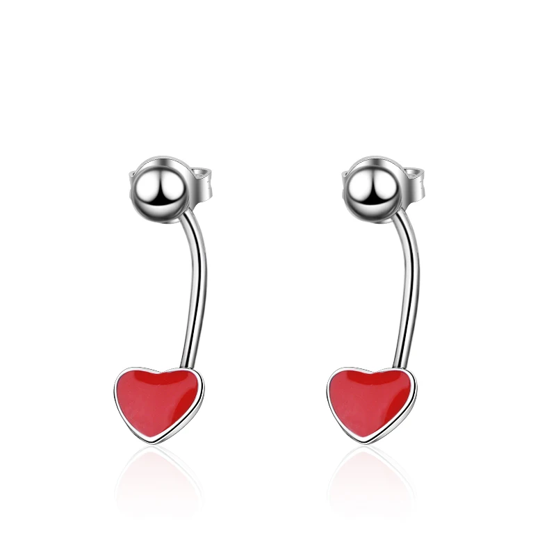 

XIYANNIKE S925 Sterling Silver Cute Red Heart Hanging Earrings Fashion Celebration Wedding Jewelry For Female Gifts New VES6786