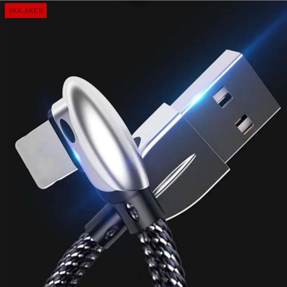 

BOLAKER Lock elbow data charging cable for iPhone XS MAX XR charging line charger zinc alloy wire