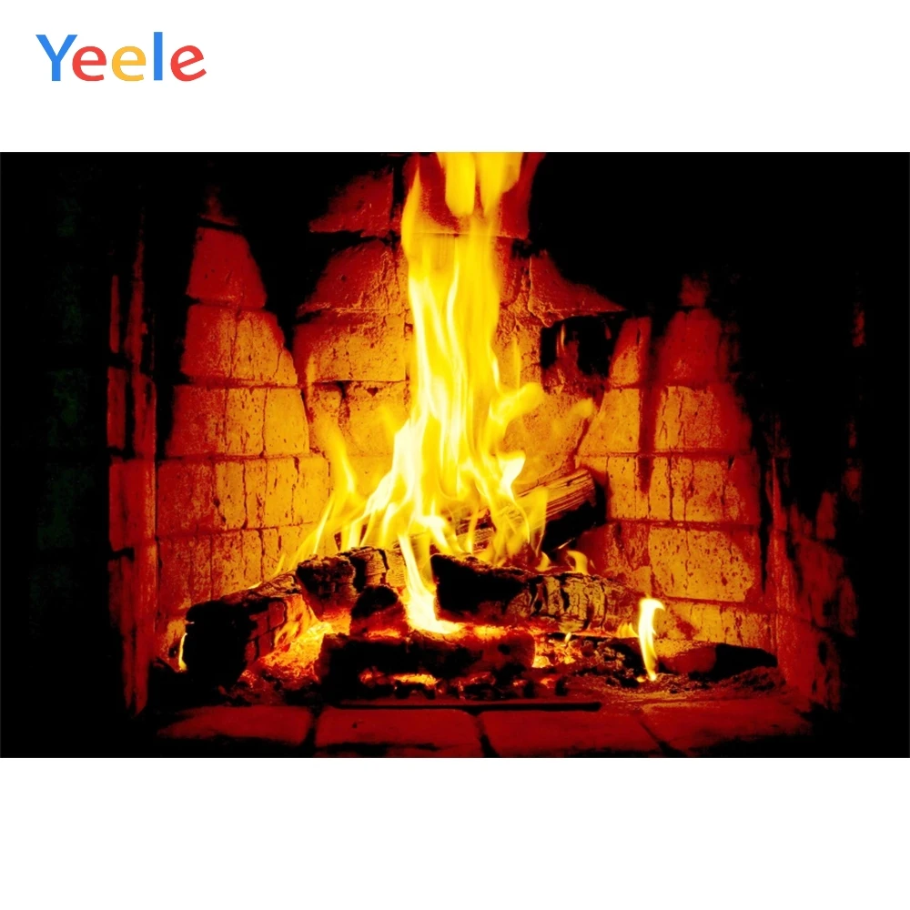 

Yeele Fireplace Brick Firewood Old Style Portrait Baby Photography Background Customized Photographic Backdrops for Photo Studio