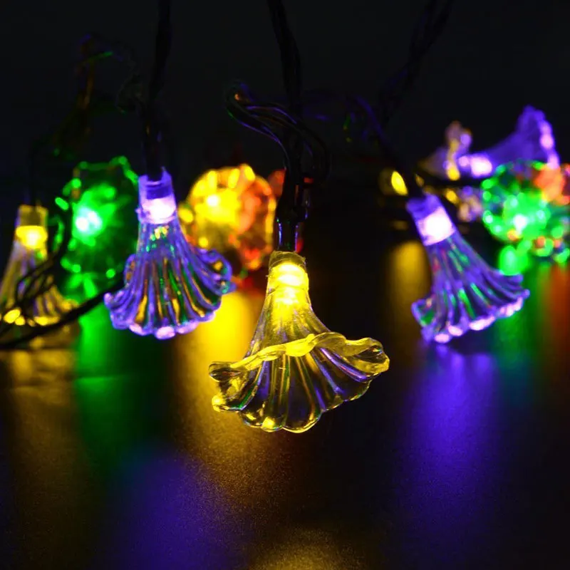 

DCOO Christmas Flower Solar Lamp Light String 16ft 30LED Morning Glory String Lights Decorative Outdoor Lighting for Decorations