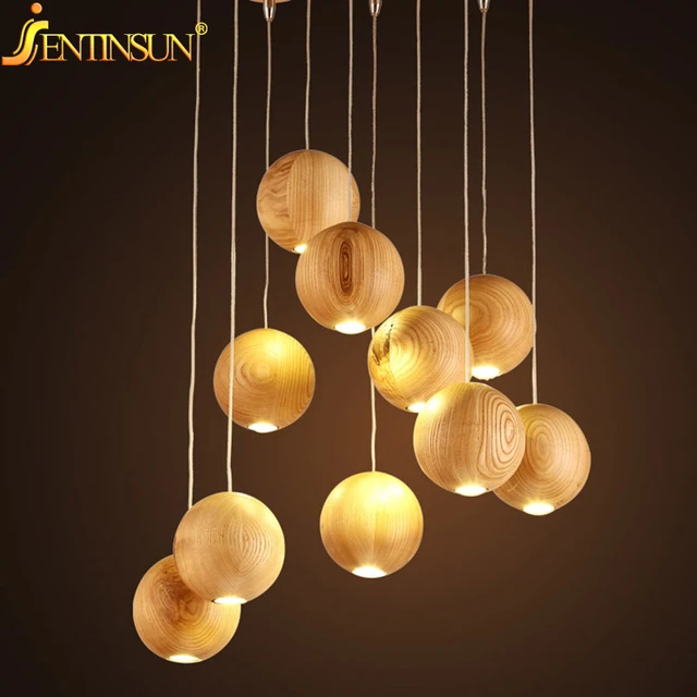 Modern Solid Wood Pendant Lamp Chinese Nordic Wooden Ball Light Modern Solid Wood Pendant Lamp Chinese Nordic Wooden Ball Light Fixtures Creative Minimalist Hanging Lamps For