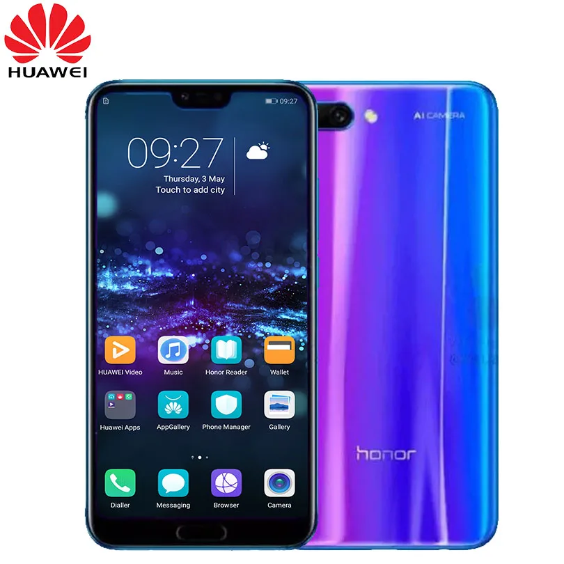 Новое поступление, Honor 10, 5,84 дюймов, 2280x1080 p, Honor 10 экран, мобильный телефон, четыре ядра, face ID, NFC, android 8,1, батарея 3400 мАч