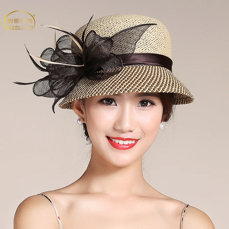 Female Summer Fedoras Hat Girls Flowers Straw Sun Cap Summer Party