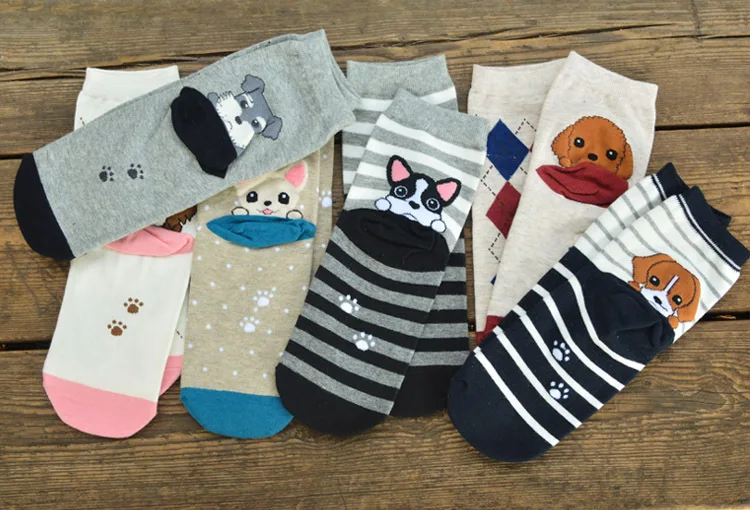 

120pairs/lot 2017 new fashion women cartoon animal pet dog paw cotton sock