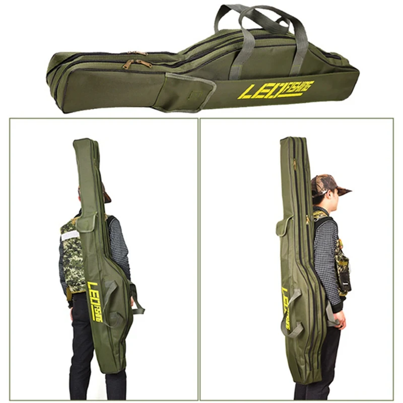 1m / 1.5m Outdoor Portable Folding Fishing Bag Carrier Canvas Fishing Tools Multi-purpose Fishing Rod Tackle Carrier Storage Bag