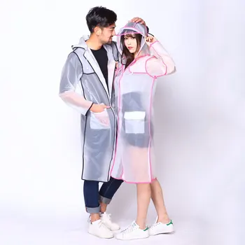 

Raincoat EVA Transparent Clear Hoodie Raincoat Rainwear for Women Men Runway XRQ88