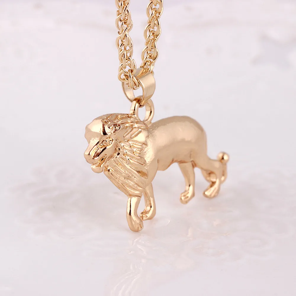 

New Golden Lion Gold Chain Head Bib women men Necklace Pendant Lion Choker Jewelry collier femme